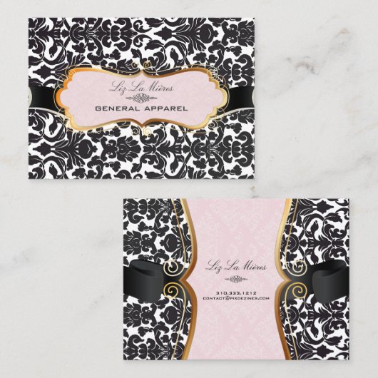 PixDezines/diy background/black flora damask Visitekaartje (Voorkant / Achterkant)