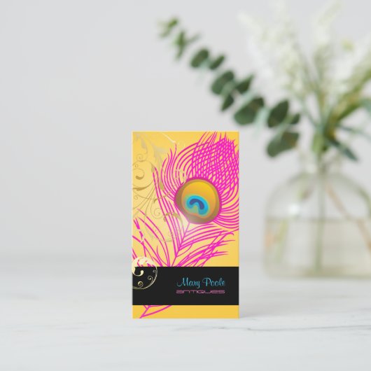 PixDezines diy background/pauock+filigree Visitekaartje (Staand voorkant)