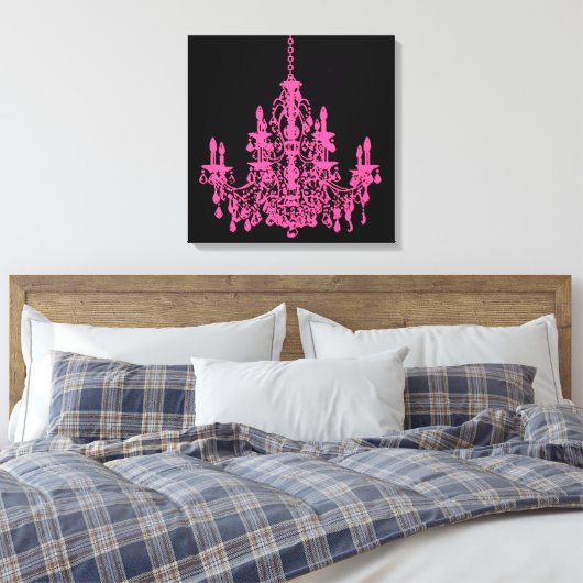 PixDezines DIY Background/Pink Crystal Chandelier Canvas Afdruk (Insitu (Slaapkamer))