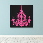 PixDezines DIY Background/Pink Crystal Chandelier Canvas Afdruk (Insitu (Houten vloer))