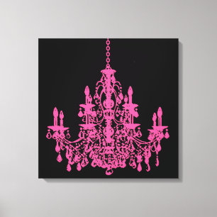 PixDezines DIY Background/Pink Crystal Chandelier Canvas Afdruk
