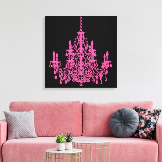 PixDezines DIY Background/Pink Crystal Chandelier Canvas Afdruk (Insitu (Woonkamer))
