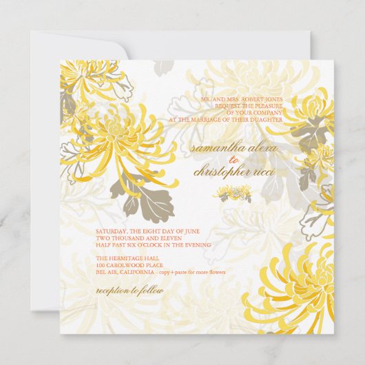 PixDezines diy background/yellow mums Kaart (Achterkant)