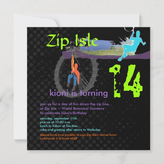 PixDezines DIY BACKGROUND/ZIP LINE INVITATIE Kaart (Voorkant)