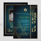 PixDezines DIY Bar Mitzvah/dark blauwgroen/faux go Kaart (Voorkant / Achterkant)