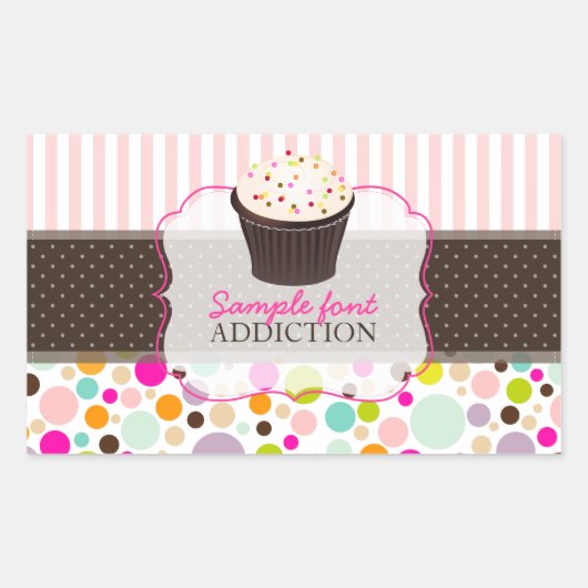 PixDezines diy, bubble gum + sprinkles cupcake Rechthoekige Sticker (Voorkant)