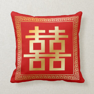 PixDezines diy color/faux Gold dubbel geluk Kussen