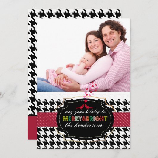 PixDezines diy color/houndstooth-feestkaart Feestdagenkaart (Voorkant / Achterkant)