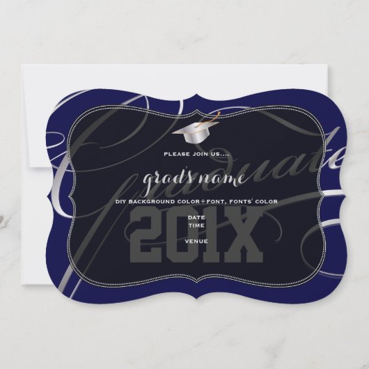 PixDezines DIY color/Silver Script-Afstuderen Kaart (Achterkant)