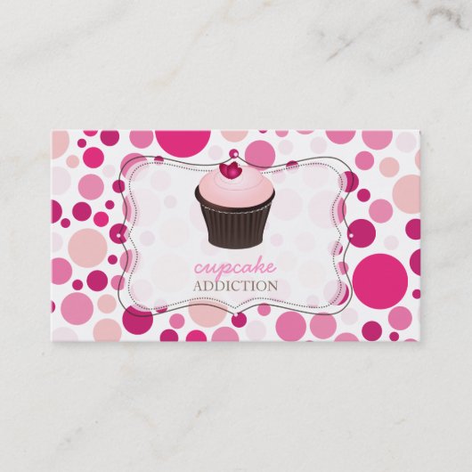 PixDezines diy cupcake+polka dots Visitekaartje (Voorkant)
