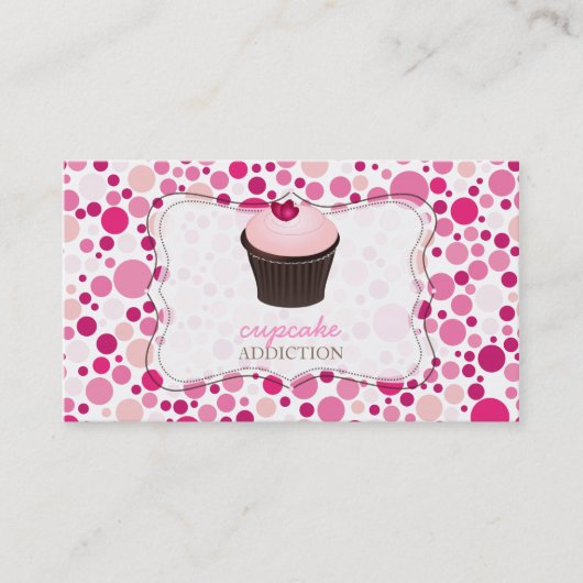 PixDezines diy cupcake+polka dots Visitekaartje (Voorkant)