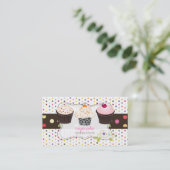 PixDezines diy cupcake+polka dots Visitekaartje (Staand voorkant)
