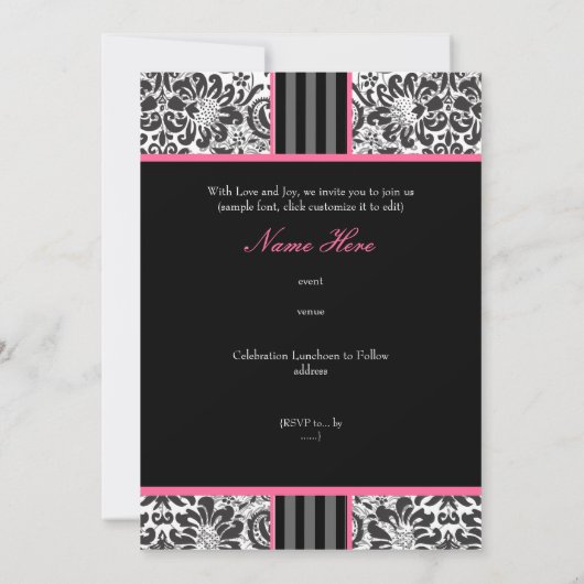 PixDezines diy event.. monogram fidora damask Kaart (Achterkant)