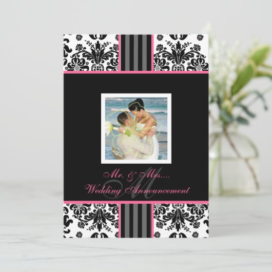 PixDezines diy event.. monogram isabella damask Kaart (Staand voorkant)