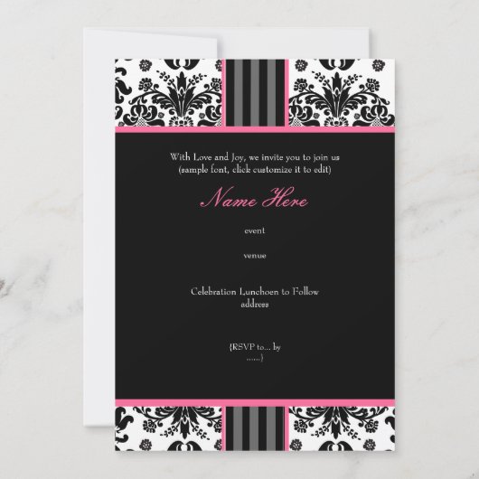 PixDezines diy event.. monogram isabella damask Kaart (Achterkant)