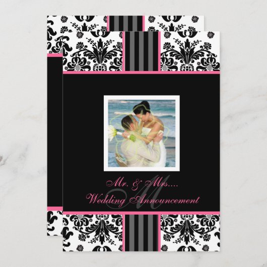 PixDezines diy event.. monogram isabella damask Kaart (Voorkant / Achterkant)