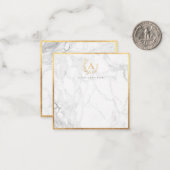 PixDezines DIY faux goud monogram marmeren briefka Notitiekaartje (Voorkant / Achterkant in situ)