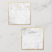 PixDezines DIY faux goud monogram marmeren briefka Notitiekaartje (Voorkant / Achterkant)