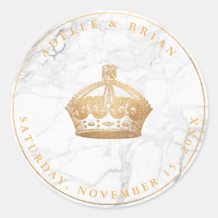 PixDezines DIY Faux Gouden Kroon + Marmer Ronde Sticker