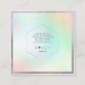 PixDezines DIY Faux Zilver Monogram Holografisch Vierkante Visitekaartje (Achterkant)