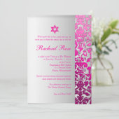PixDezines DIY flora damask/Mitzvah/roze/zilver Kaart (Staand voorkant)