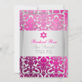 PixDezines DIY flora damask/Mitzvah/roze/zilver Kaart (Achterkant)
