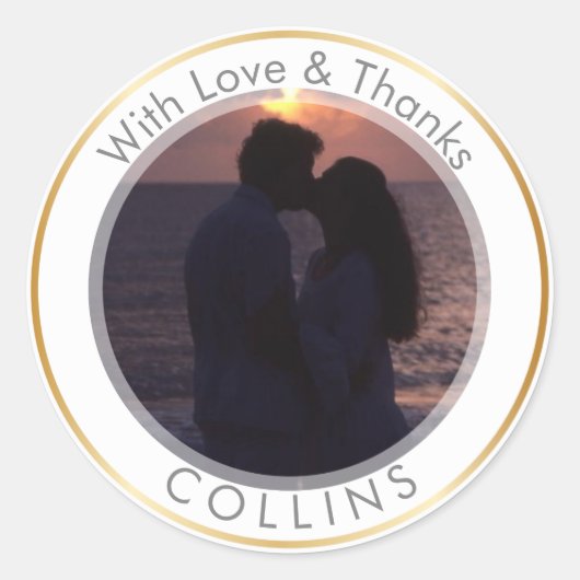 PixDezines DIY Foto Dank u Ronde Sticker (Voorkant)