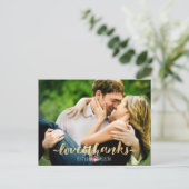 PixDezines DIY foto's love+bedankt/gold+script Briefkaart (Staand voorkant)