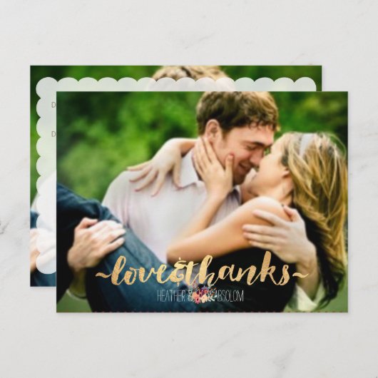 PixDezines DIY foto's love+bedankt/gold+script Briefkaart (Voorkant / Achterkant)