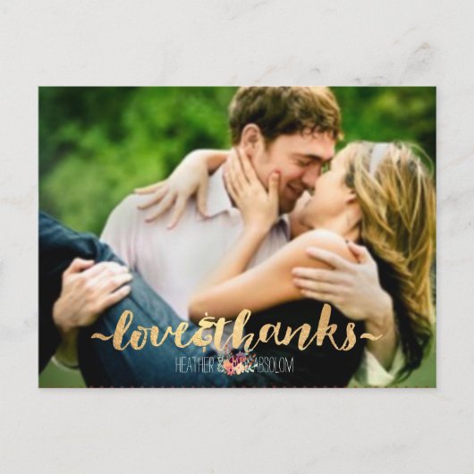 PixDezines DIY foto's love+bedankt/gold+script Briefkaart (Voorkant)