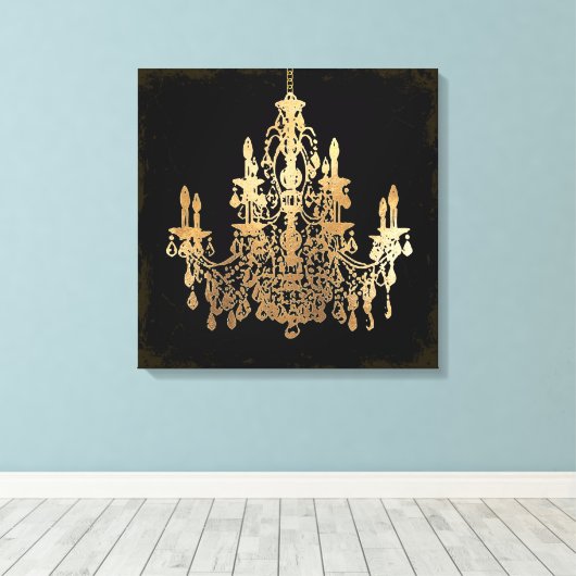 PixDezines DIY Grunge Achtertuin/Faux Gouden Kroon Canvas Afdruk (Insitu (Houten vloer))