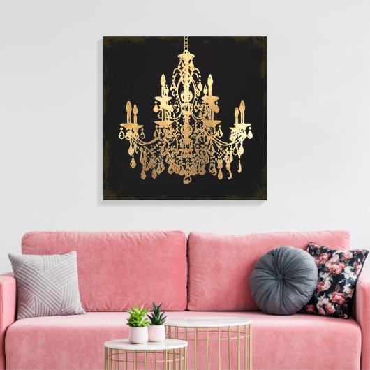 PixDezines DIY Grunge Achtertuin/Faux Gouden Kroon Canvas Afdruk (Insitu (Woonkamer))