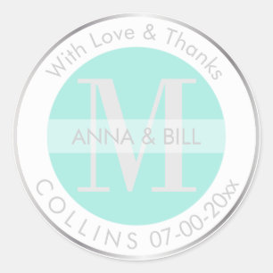 PixDezines DIY Kleur/Blauw/Zilver/Dank u Ronde Sticker