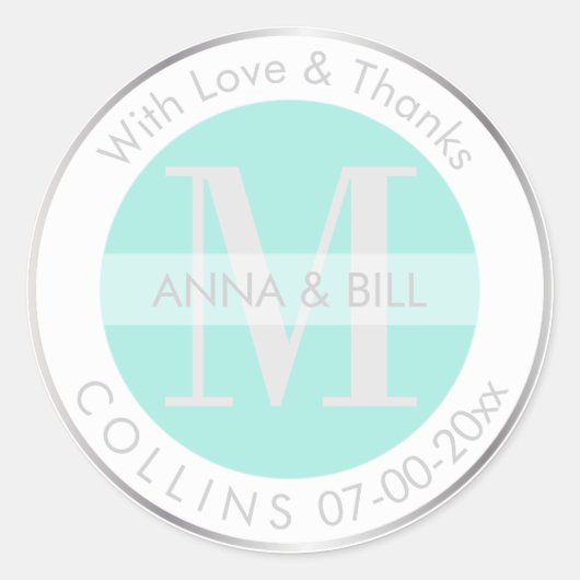 PixDezines DIY Kleur/Blauw/Zilver/Dank u Ronde Sticker (Voorkant)