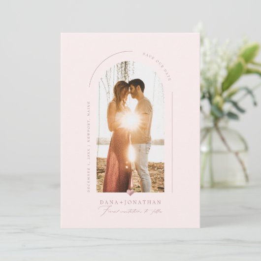 PixDezines DIY kleur Blush Arch Opslaan Datum Kaart (Staand voorkant)