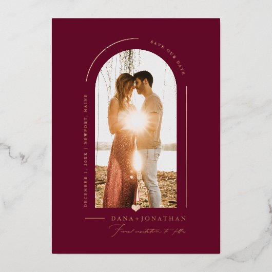 PixDezines DIY kleur Bourgogne Opslagdatum Folie Uitnodiging (Voorkant)