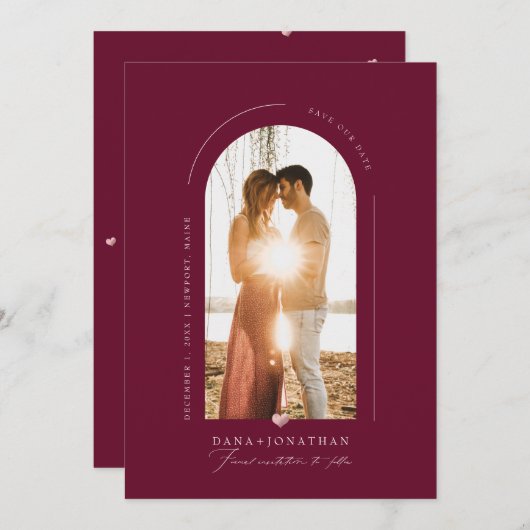 PixDezines DIY kleur Bourgogne Opslagdatum Kaart (Voorkant / Achterkant)