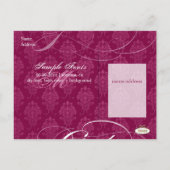 PixDezines DIY kleur, Damask Afstuderen Uitnodiging Briefkaart (Achterkant)