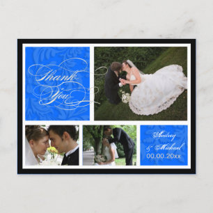 PixDezines DIY kleur/Damask Foto's Dank u/blauw Briefkaart