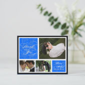 PixDezines DIY kleur/Damask Foto's Dank u/blauw Briefkaart (Staand voorkant)