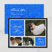 PixDezines DIY kleur/Damask Foto's Dank u/blauw Briefkaart (Voorkant / Achterkant)