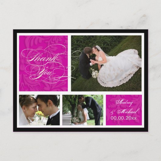 PixDezines DIY Kleur/Damask Foto's Dank u Briefkaart (Voorkant)