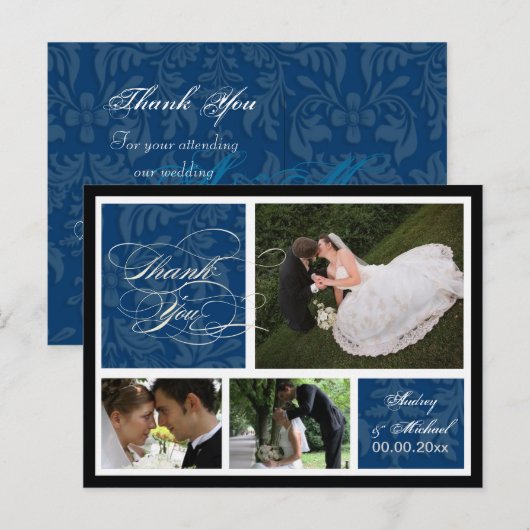 PixDezines DIY Kleur/Damask Foto's Dank u Briefkaart (Voorkant / Achterkant)