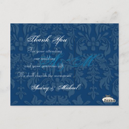 PixDezines DIY Kleur/Damask Foto's Dank u Briefkaart (Achterkant)