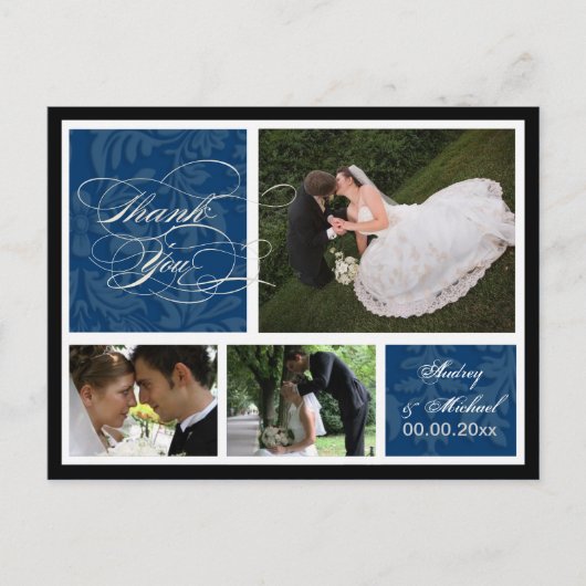 PixDezines DIY Kleur/Damask Foto's Dank u Briefkaart (Voorkant)