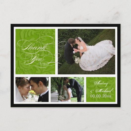 PixDezines DIY Kleur/Damask Foto's Dank u Briefkaart (Voorkant)