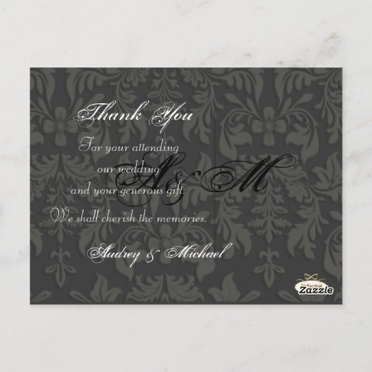 PixDezines DIY kleur/Damask Foto's Dank u Briefkaart (Achterkant)