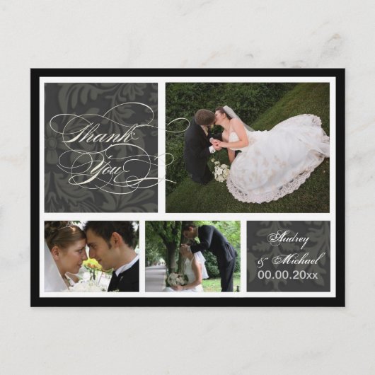 PixDezines DIY kleur/Damask Foto's Dank u Briefkaart (Voorkant)