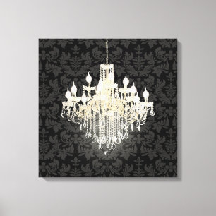 PixDezines DIY Kleur Damast/Kristal Kroonluchter Canvas Afdruk
