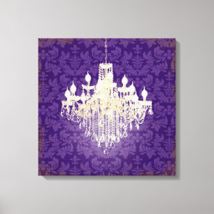 PixDezines DIY Kleur Damast/Kristal Kroonluchter Canvas Afdruk